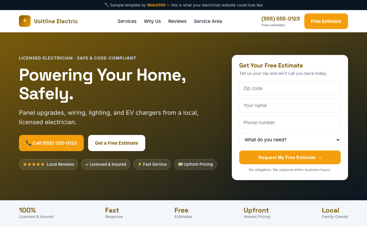 Electrician website we built