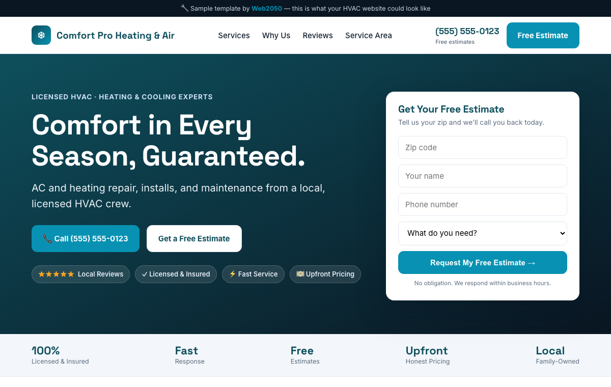 HVAC Contractor website we built