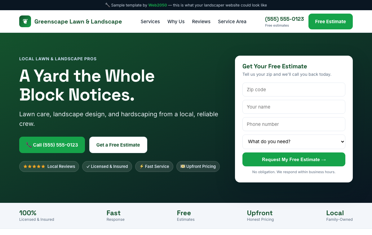 Landscaper website we built