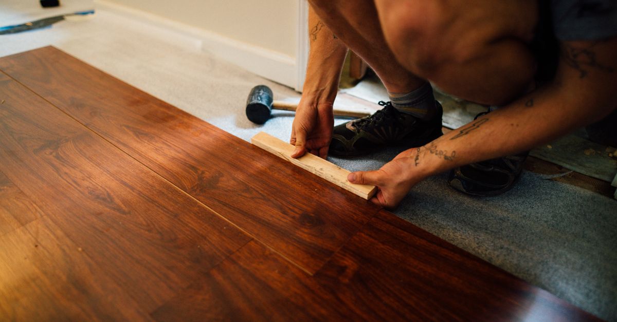 Flooring installers at work