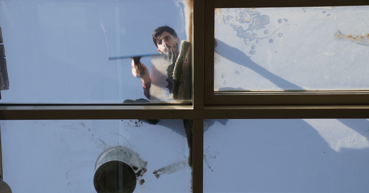 Window cleaners at work